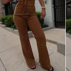 Lane 201 Camel Suede Laced Up Pants